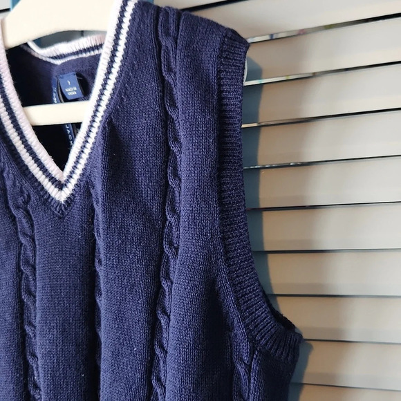 Janie And Jack Navy & White Knit Vest - Picture 6 of 12